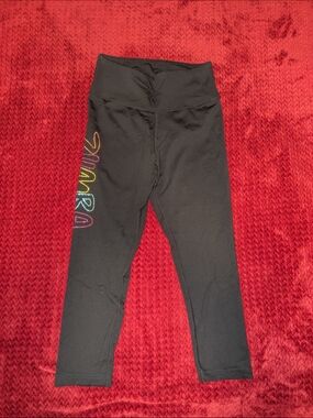 Zumba Capri Black Leggings with Rhinestone Logo